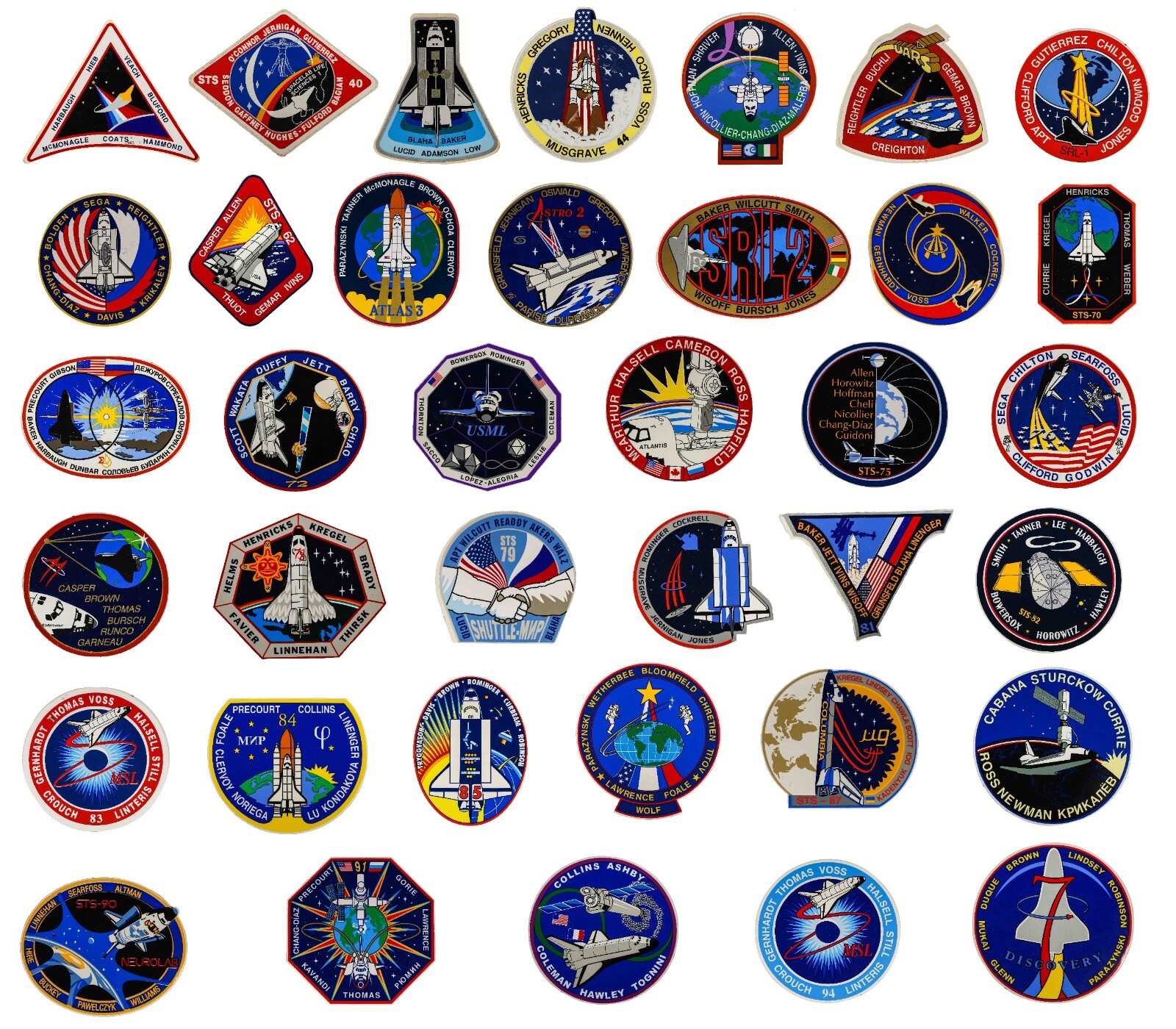 Space Shuttle STS Mission Stickers NASA Space Transportation System Vintage NOS