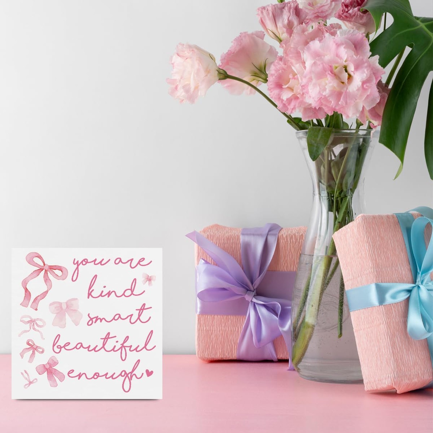 Pink Dorm Room Decor for Women, Pink Inspirational Awareness Positive Affirma…