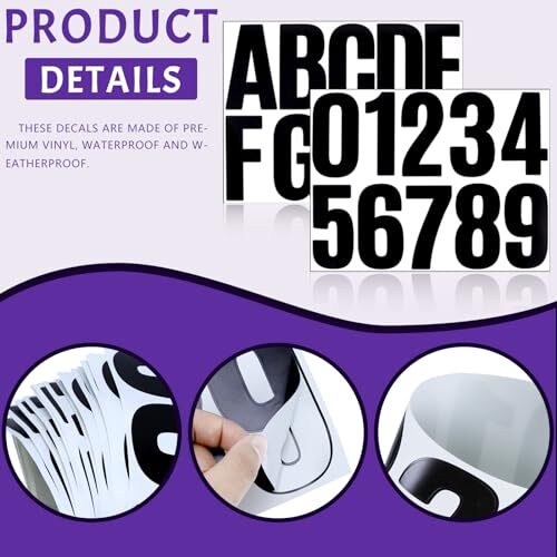 18 Sheets Large Letter Numbers Stickers, 4 Inch Waterproof Mailbox Numbers