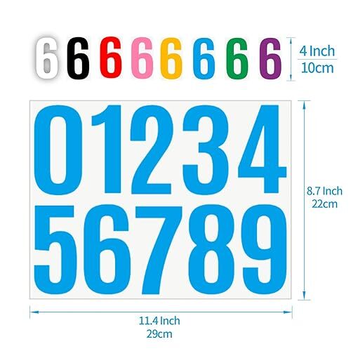 10 Sheets 100 Pcs Vinyl House Numbers for Mailbox, 4 inch Self-Adhesive Blue