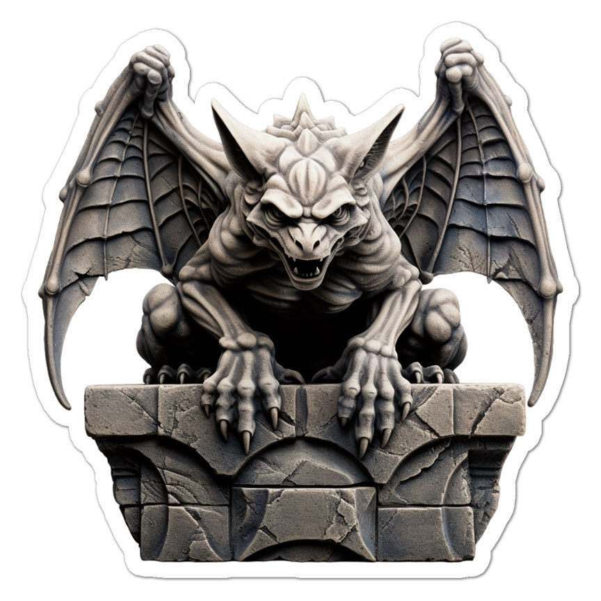 Stone Gargoyle Wings, Vinyl Decal Sticker, Indoor Outdoor, 3 Sizes, #11043