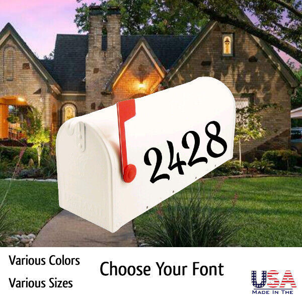 SET OF 3 Custom Mailbox Numbers Vinyl Decals / Stickers – Choose Size & Color