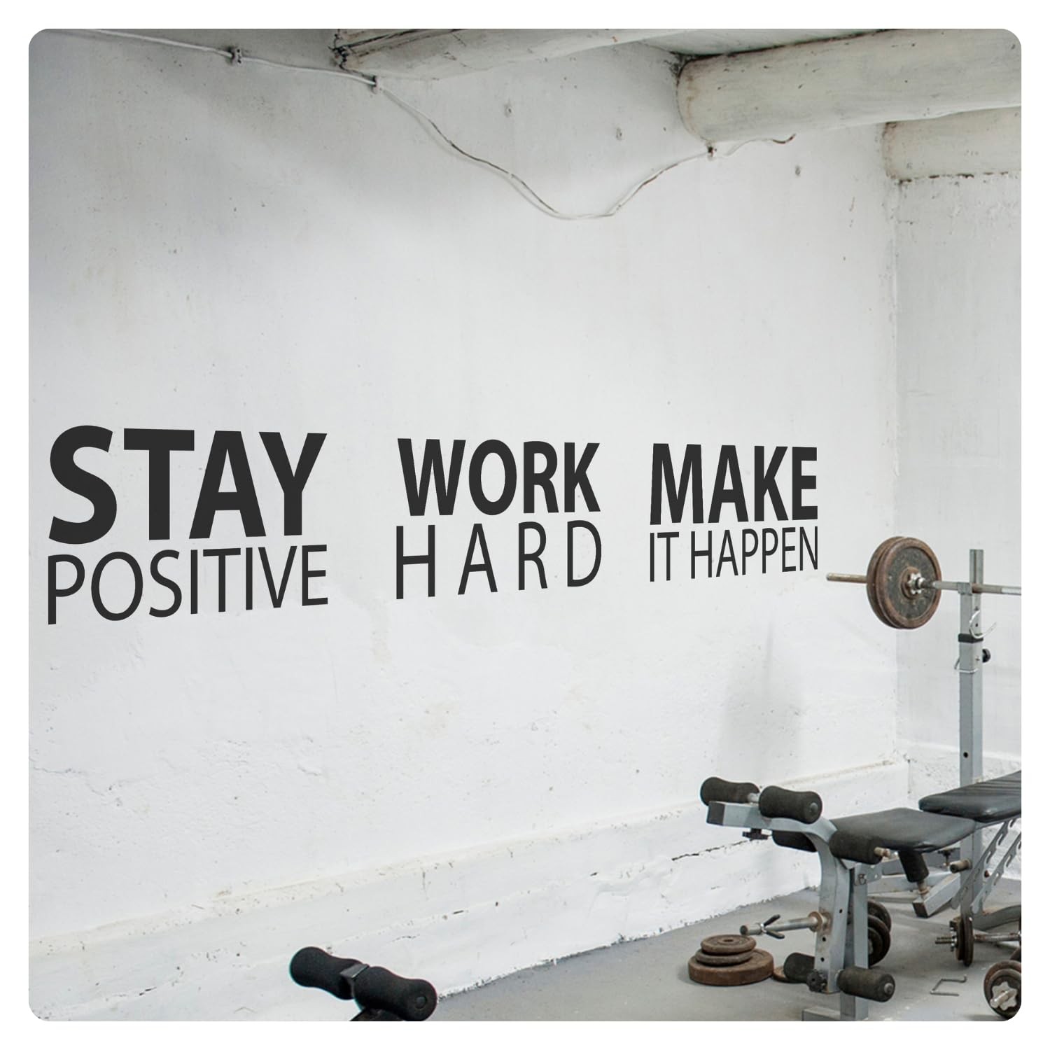 Large Stay Positive Work Hard Make it Happen Wall Sticker Inspirational Wall …