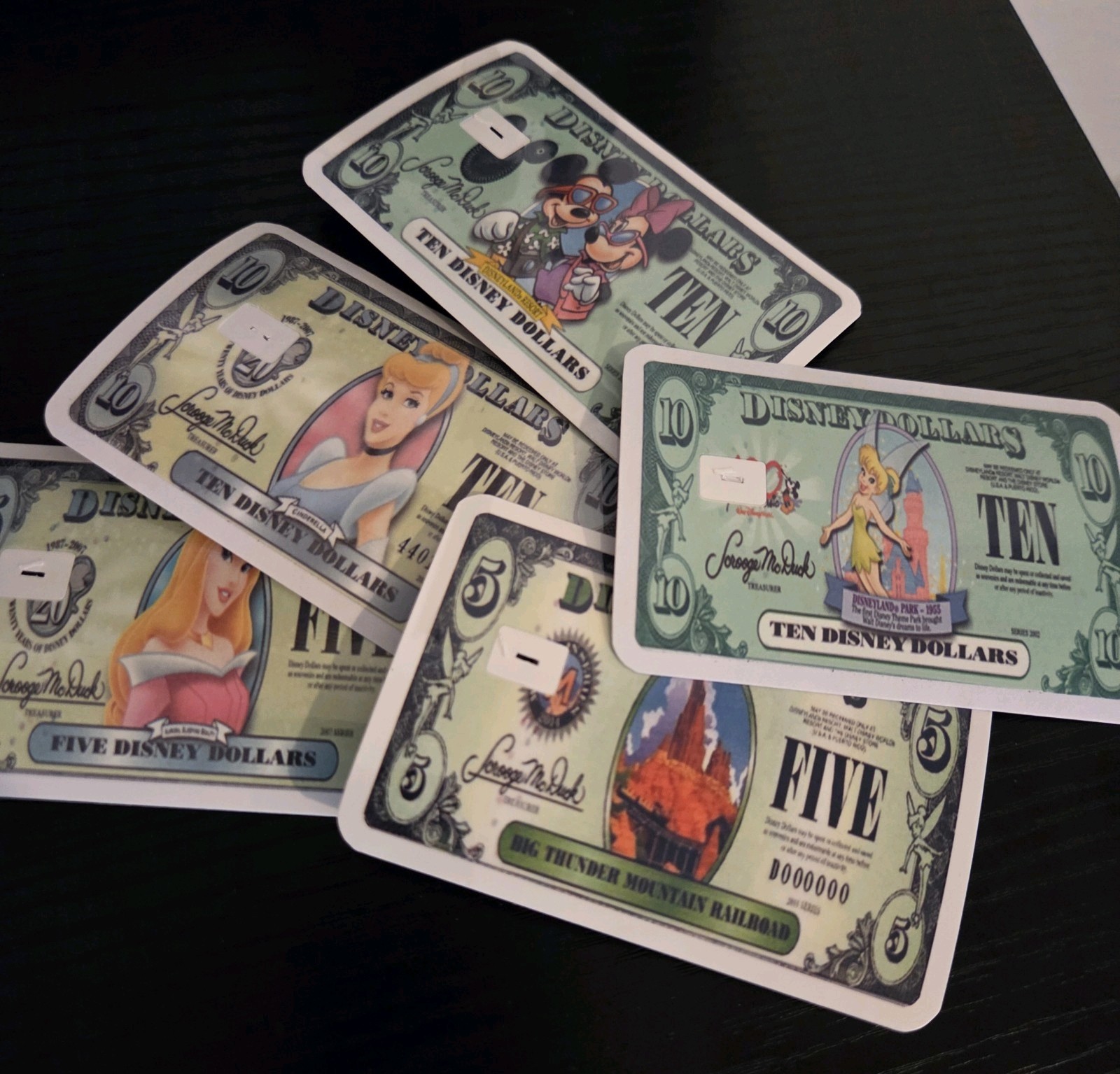 7 Disney Dollars Credit Debit Card Skin ATM Stickers Disneyland Mickey Goofy USA