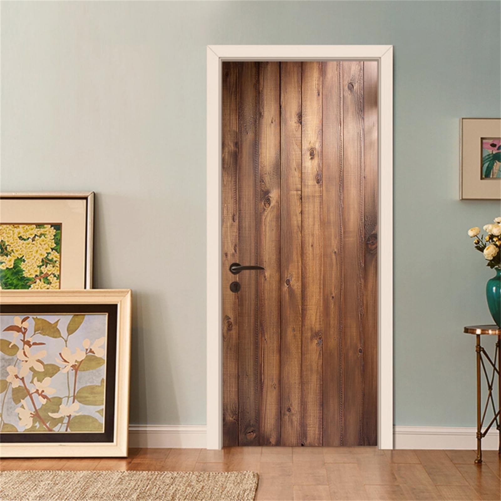3D Realistic Wooden Pattern Door Sticker Peel and Stick 30.3"x78.7"- -Adhesiv…