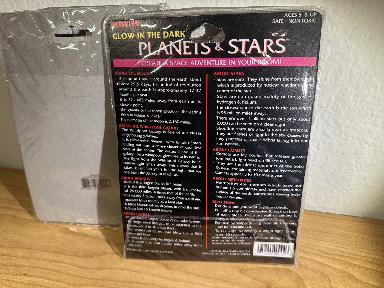 NOS 1994 1996 Vintage Glow In The Dark Wonder Stars and Planets Two packages