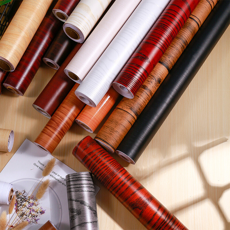 Wood Grain Self-Adhesive Wallpaper Waterproof PVC Contact Stickers Home Decor