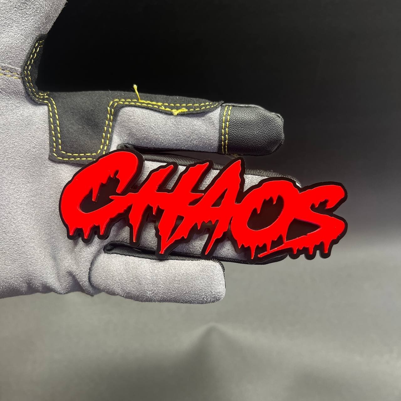 1x Drip CHAOS Custom Text 3D Acrylic Car Emblem Badge Multicolor Fender Decal