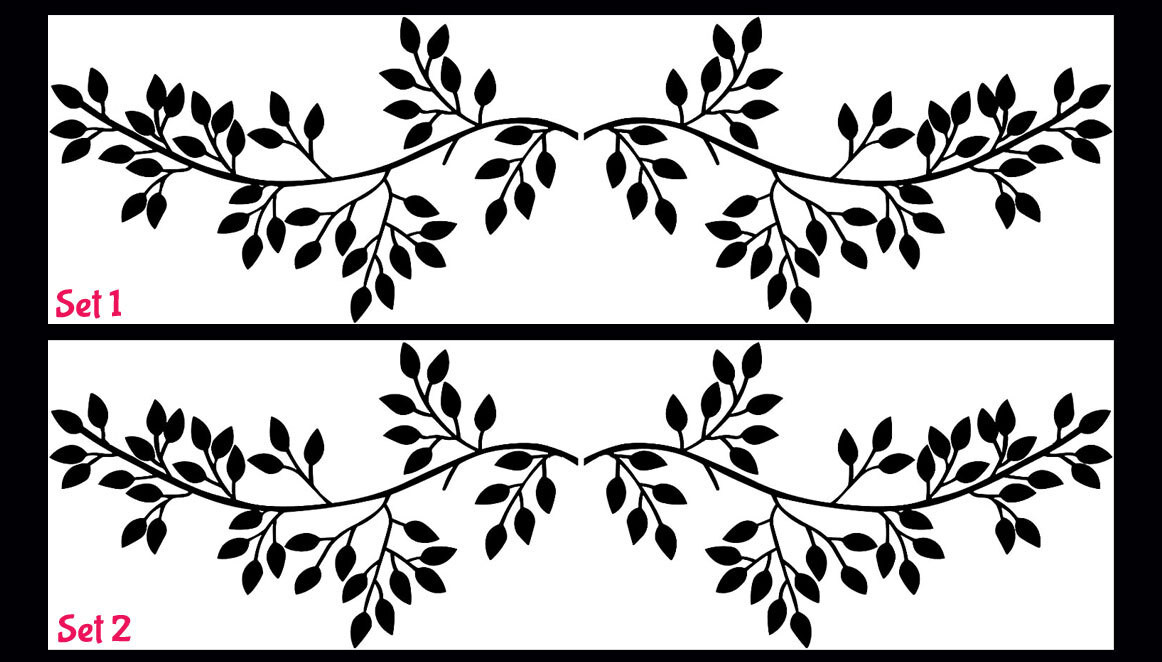 Tree Leaves Graphic Two sets of Indoor Removable Black Vinyl Wall Decals
