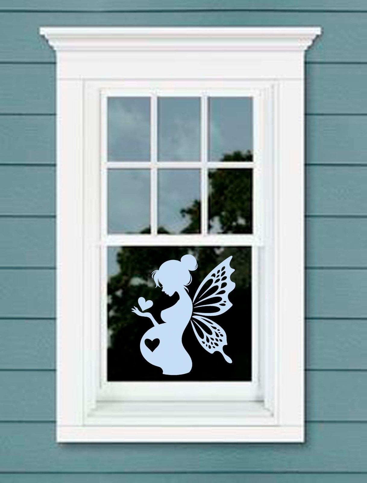 Pregnant Fairy Decal expectant mom gift boho baby shower butterfly wings cottage