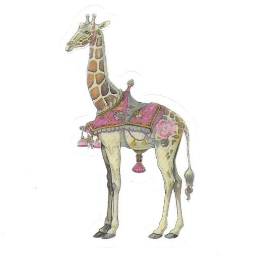Victorian Giraffe Vinyl Sticker Transparent Carousel Animal Vintage Ephemera