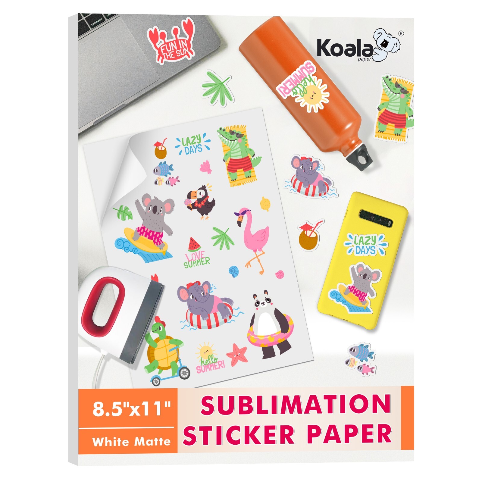 Koala Sublimation Sticker Paper Waterproof Matte White 25 Sheets 8.5×11 Outdoors