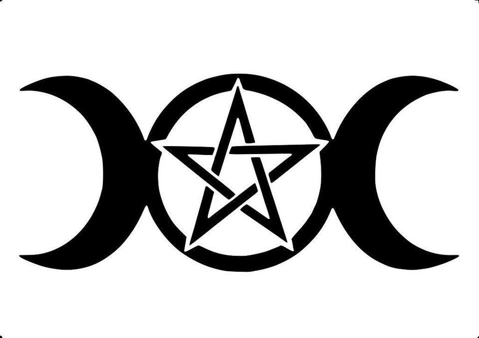 Triple Goddess Pentagram Sticker Decal