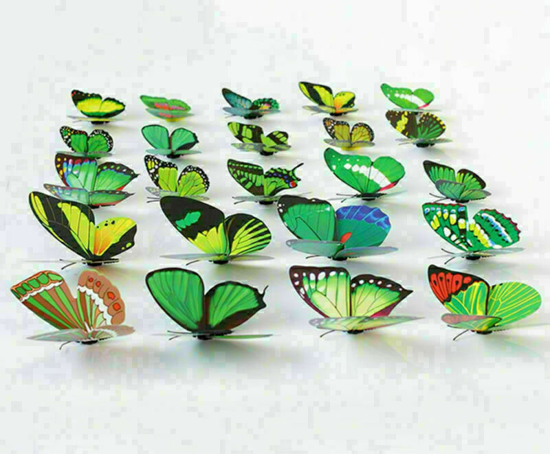 Multicolor Artificial Butterflies + Magnet Home Decorations 12 24 36 Accessories