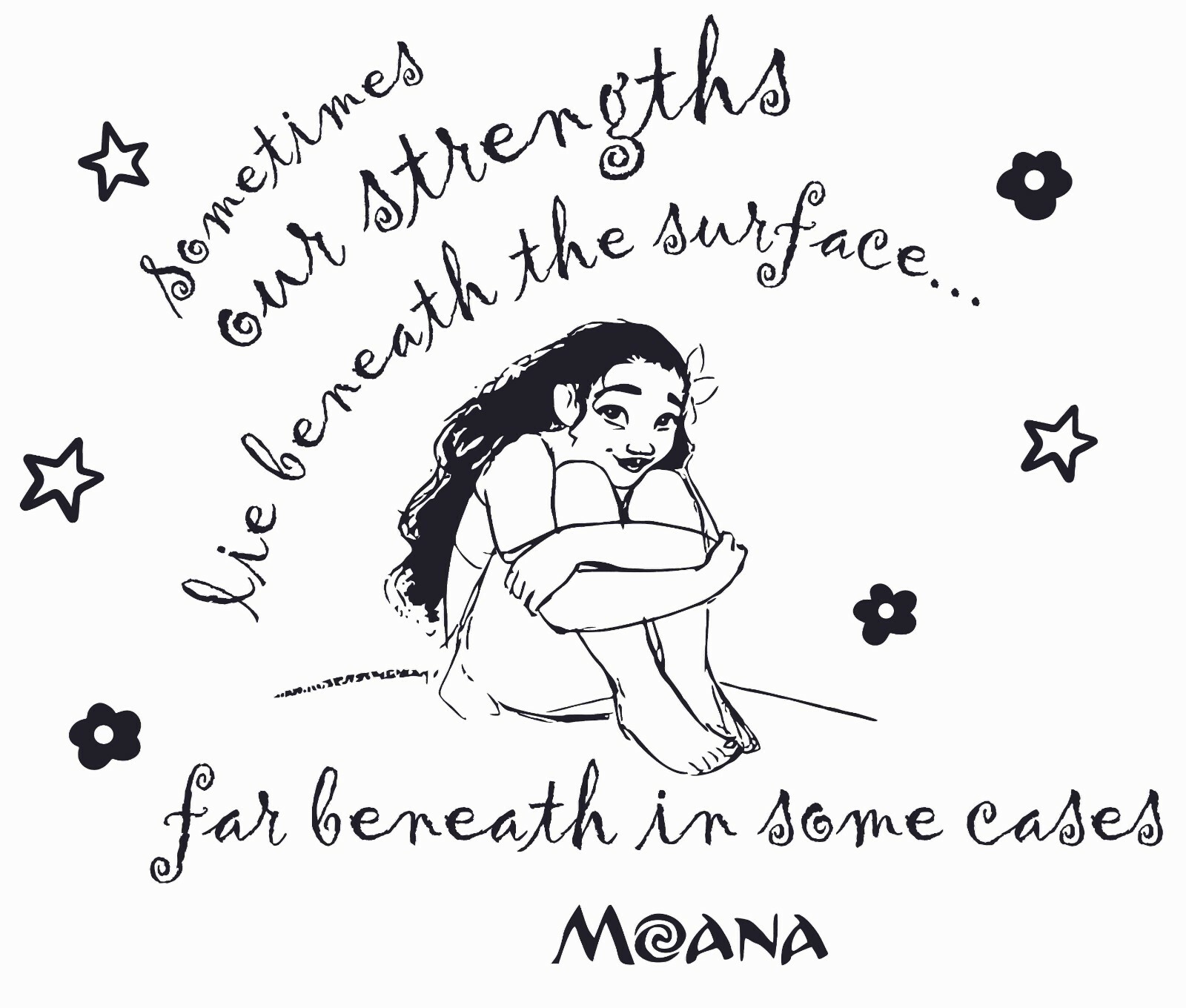 Our Strengths Far Beneath In Some Cases | Polynesian Girl Moana Wall Decal 17×20