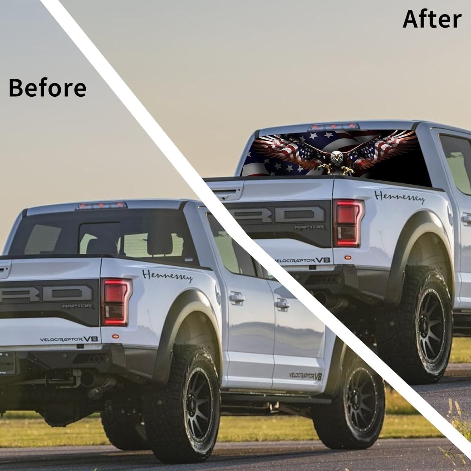 Vinyl American Eagle Flag Back Rear Window Decals 65×22" For Pickup Trucks SUV