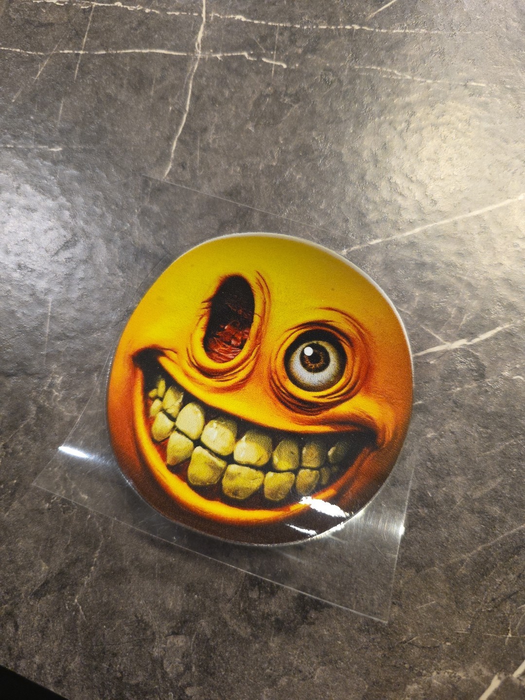 Creepy Realistic Smiley Face Ugly Teeth One Eye UVDTF Decal Sticker Waterproof