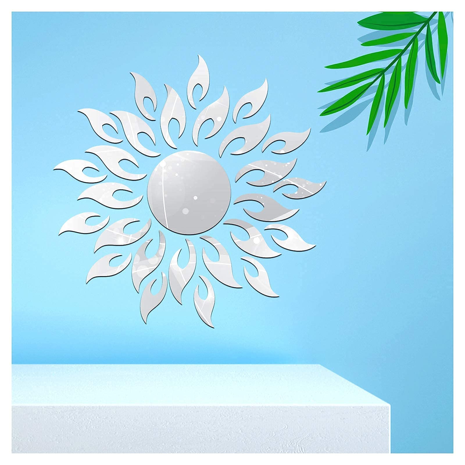 3D Mirror Sunlower Wall Decor Sticker, CUNYA Peel and Stick Wall Art Decals, …