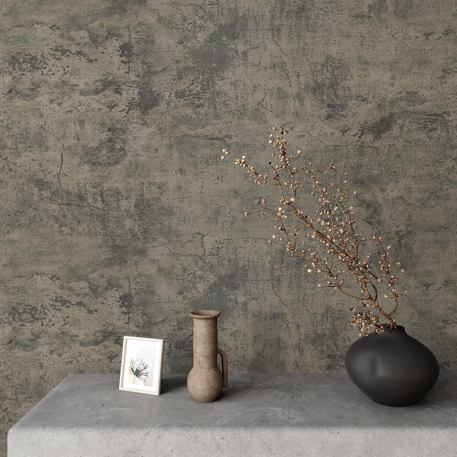 VaryPaper Cracked Concrete Wallpaper 15.7"x315" Textured Concrete Peel and …