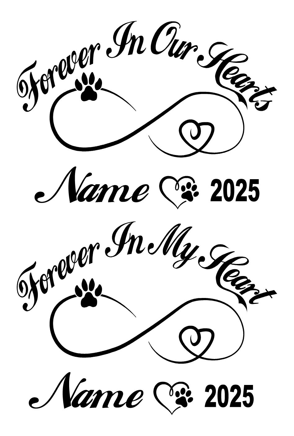 Pet Memorial Decal Personalized Dog Paw Print Forever Loved Vinyl Sticker #03