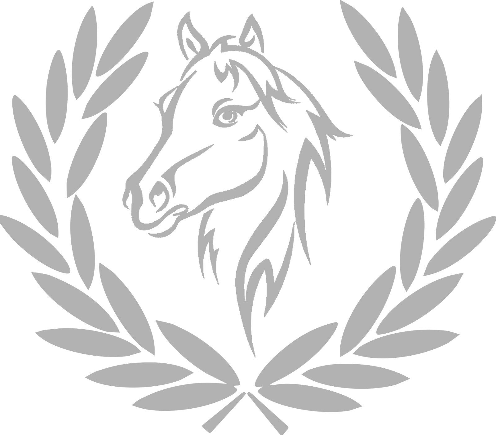 Horse Head in Laurel Wreath – In your choice of color 4" w X 3.5" h