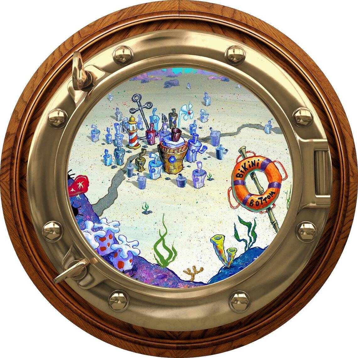 Porthole Wall Decal Bikini Bottom Ocean Boat Window Wall Decor Spongebob Sticker