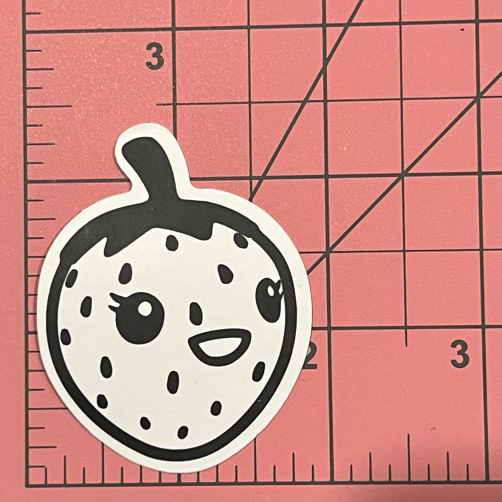 STRAWBERRY Smile EMOJI B+W – Vinyl Decal Sticker Bomb Tumbler Sketch Farm Funny