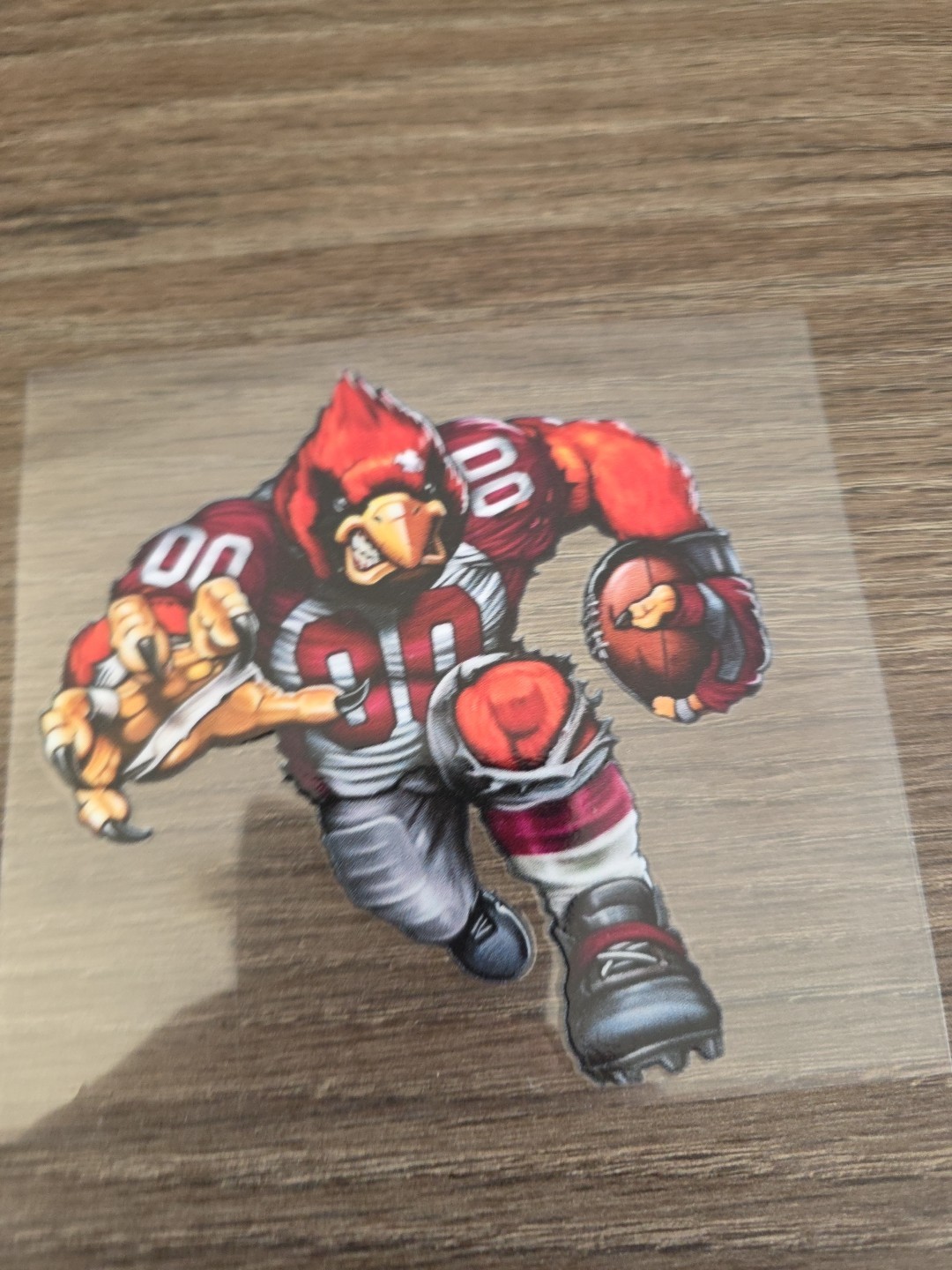 Arizona Cardinals Running Football Player Raised UV DTF Decal 4in X 4in Color