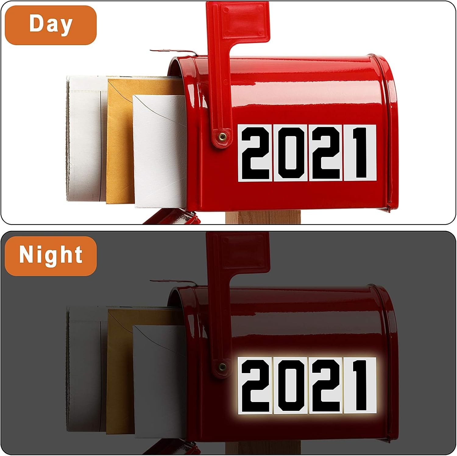 100 Piece Reflective Mailbox Number Stickers, Self Adhesive Reflective Capital L