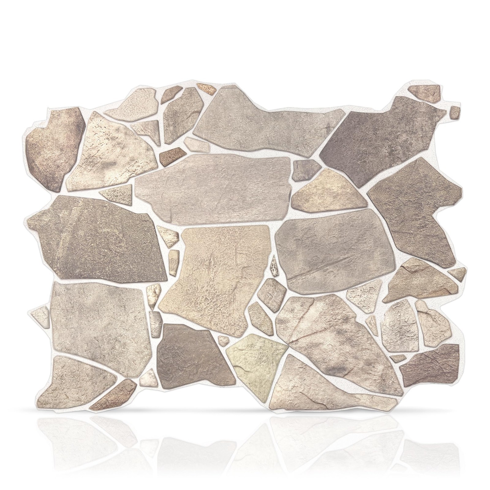 3D Faux Stone Wall Panels – Lightweight PVC, Pack of 10, Grey Beige Brown, 28.86