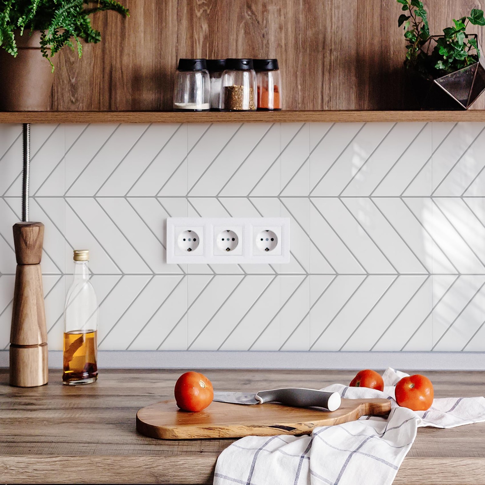10 Sheets Thicker Herringbone Peel Stick Backsplash, 12.6”×9.7” Self Adhesive