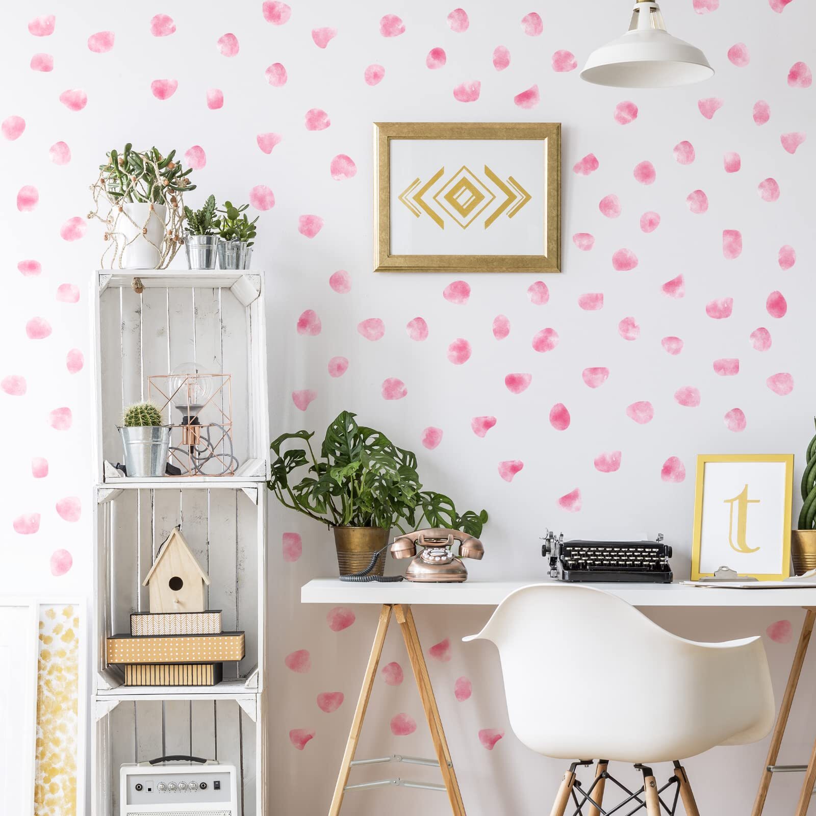 Outus 500 Pieces Irregular Polka Dots Wall Decal Bedroom Home Decoration (Pink)