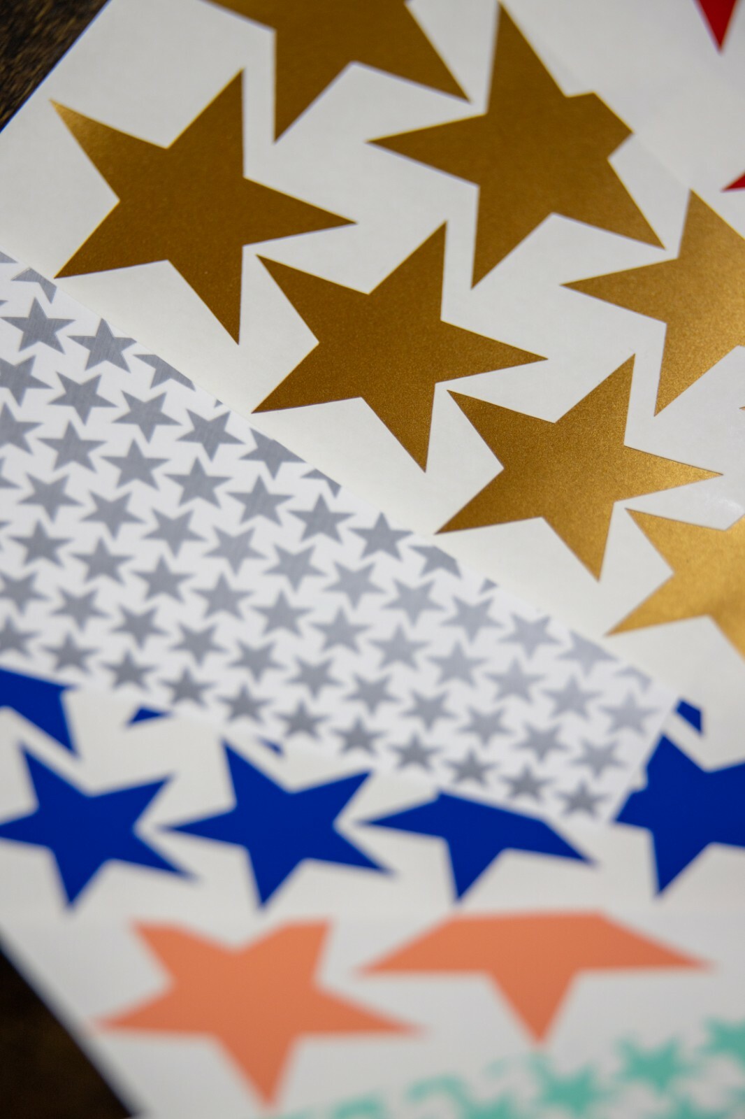 Star stickers! Pick your size and color! Permanent outdoor glossy vinyl decals.