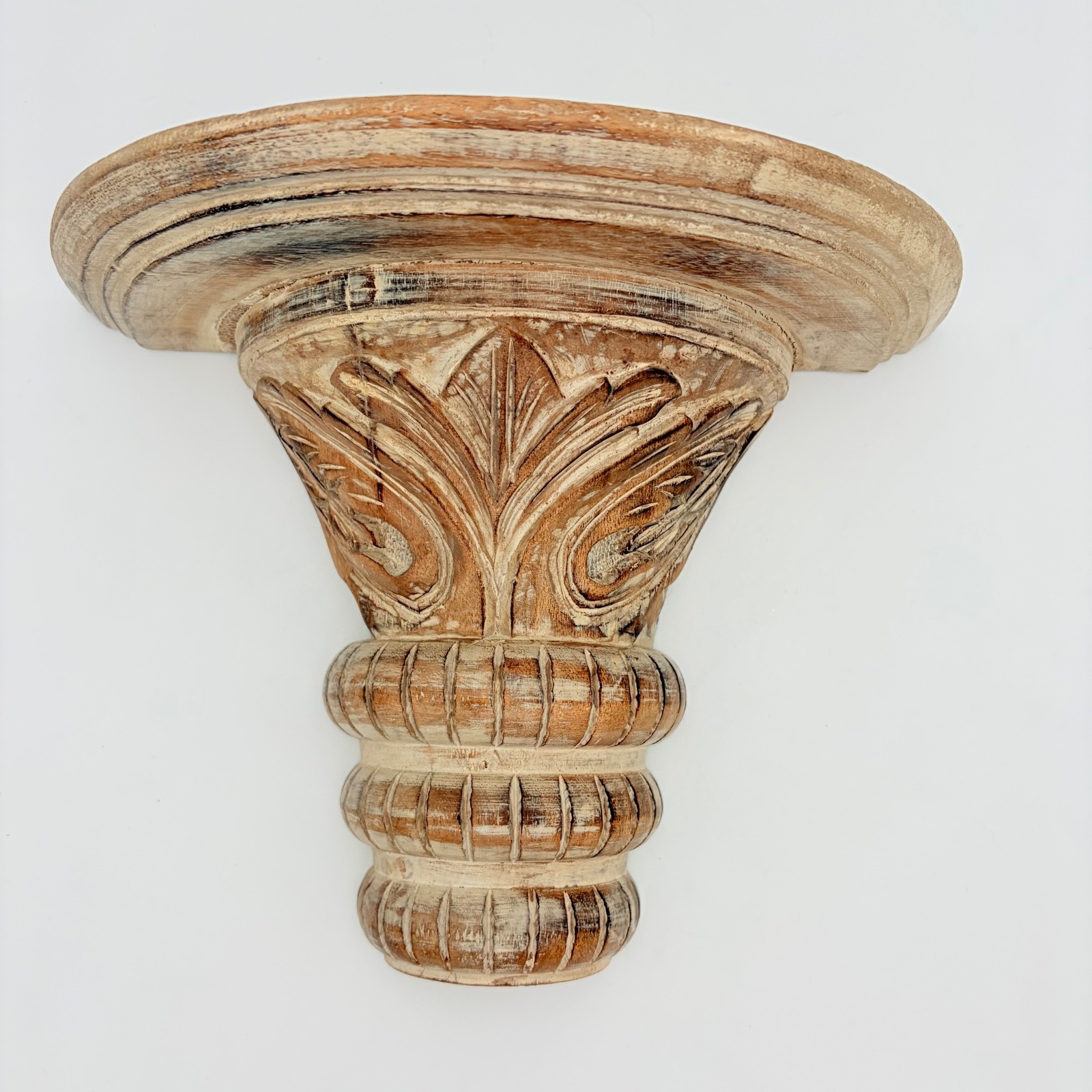 Wall Sconce Shelves Carved Wood Vintage Ornate Set of 2 made in India