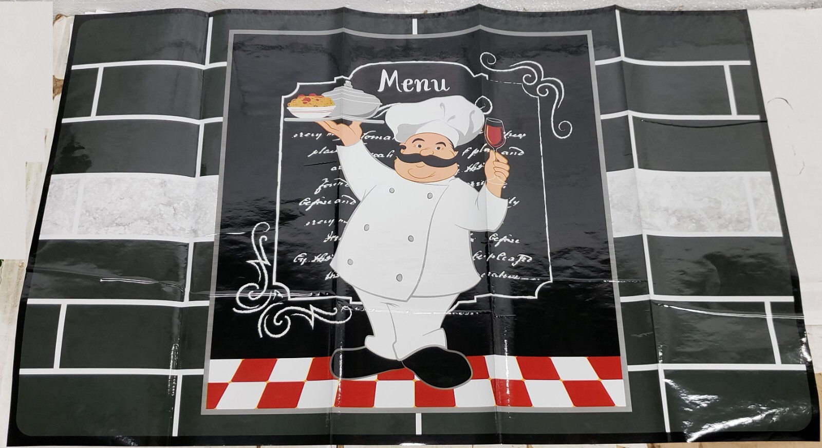 KITCHEN STOVE BACKSPLASH STICKER / WALL DECALl (30"x18") FAT CHEF, GR