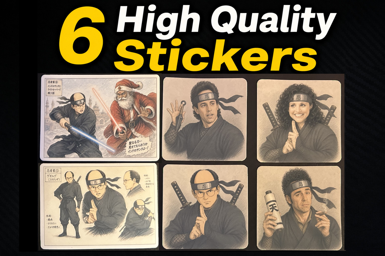 Seinfeld x Naruto 6pc Sticker Pack