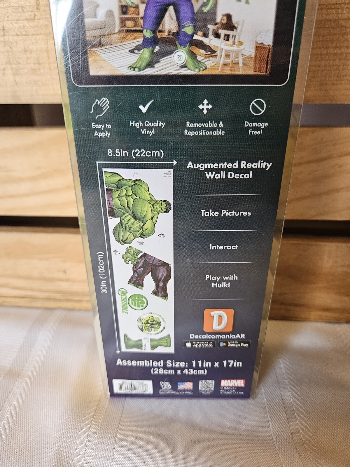Marvel Hulk Wall Decal Augmented Reality Action Reusable Peel Stick NEW
