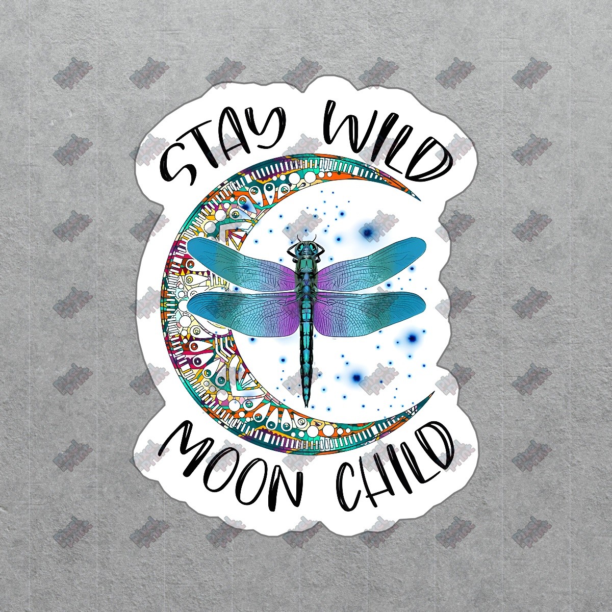 Stay Wild Moon Child Vinyl Sticker Dragonfly & Moon Decal Hippie #405471
