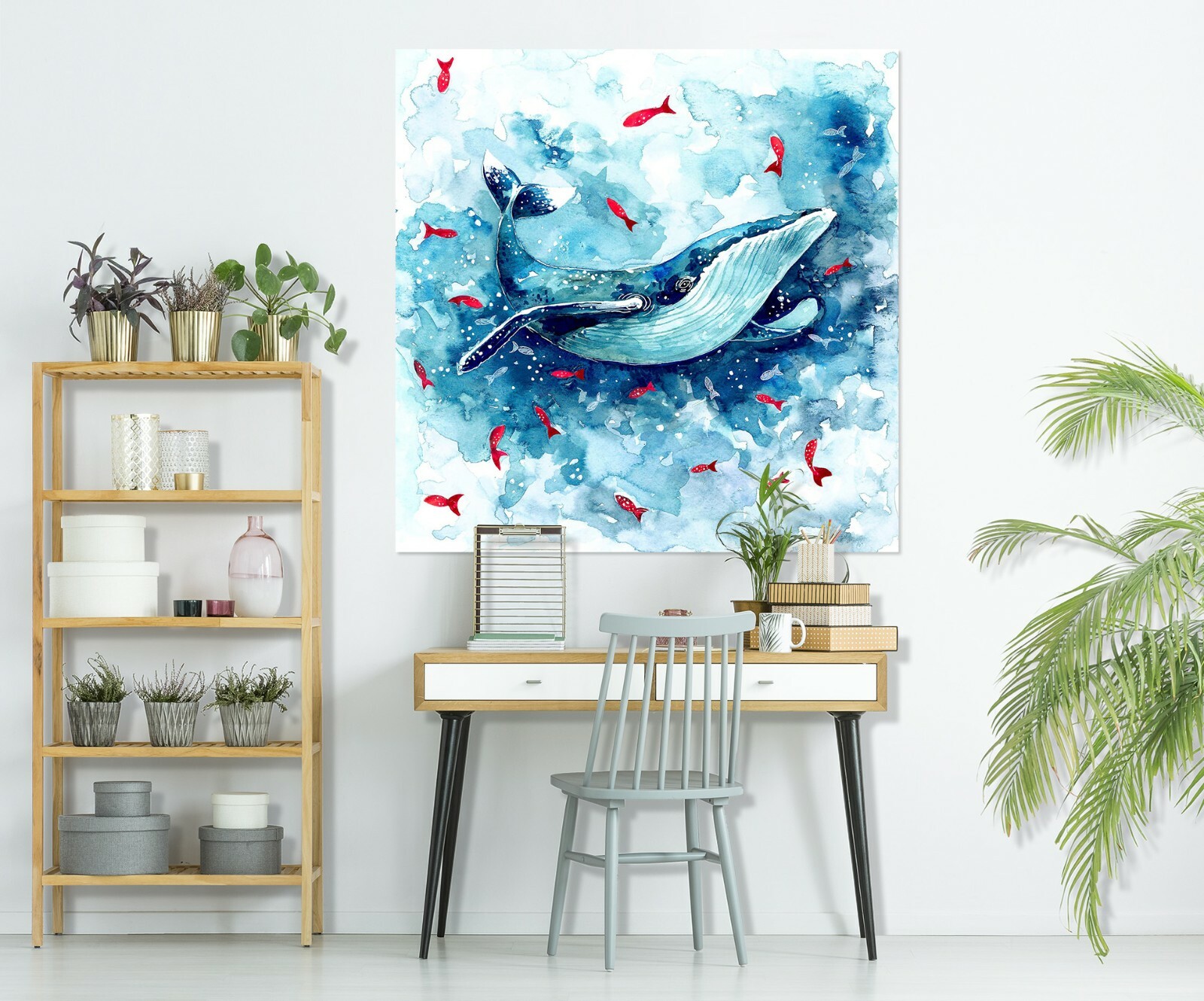 3D Painted Blue Whale B332 Wall Stickers Vinyl Wallpaper Mural Wall Murals Amy