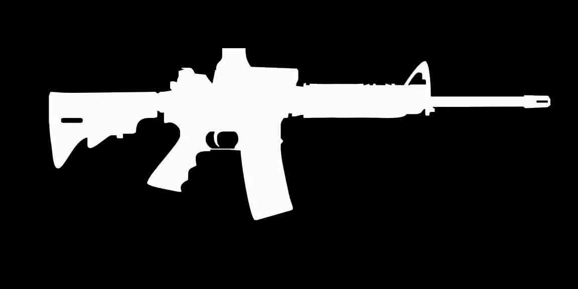 AR-15 Bushmaster, Colt 7 inch wide silhouette Vinyl Decal Bumper Sticker AR15