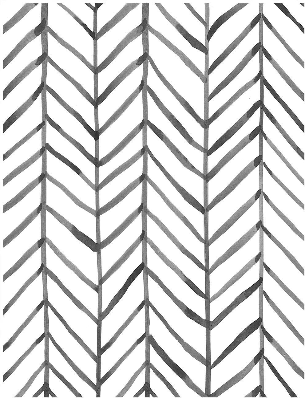 Peel Stick Accent Wallpaper Herringbone Black White Vinyl Removable Modern Chic
