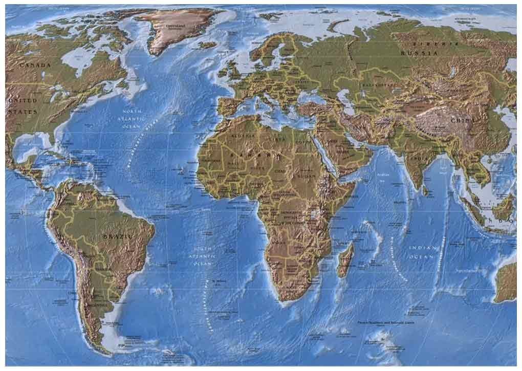 JP London 10.5' Wide by 8.5' High World Map MD4A098