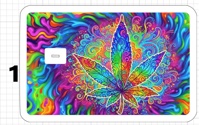 Psychedelic Weed Leaf ATM Debit Credit Sticker Skin 420 USA Cannabis Pot Stoner