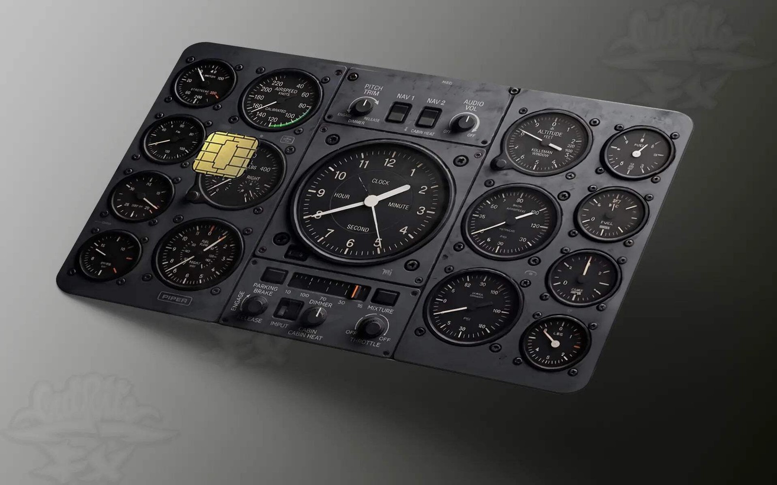 Aviation Cockpit Instrument Panel Credit Card Skin | Vintage Airplane Dashboard