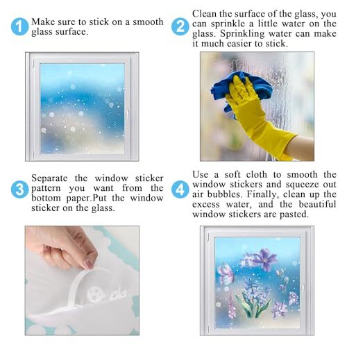 69Pcs Spring Summer Lavender Window Clings Blooming Lavender Butterfly Window