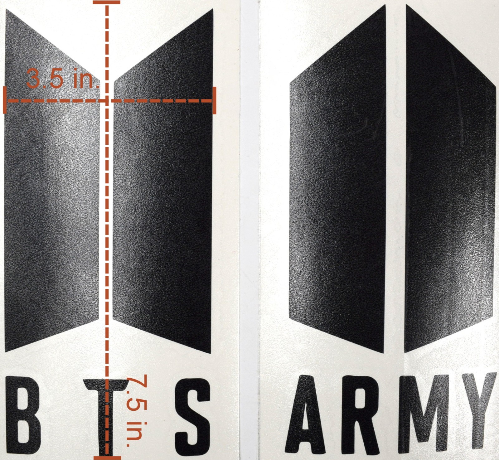 BTS + ARMY Indoor/Outdoor Decal Stickers (Matte Black) 7.5 in. x 3.5 in. U.S.A.