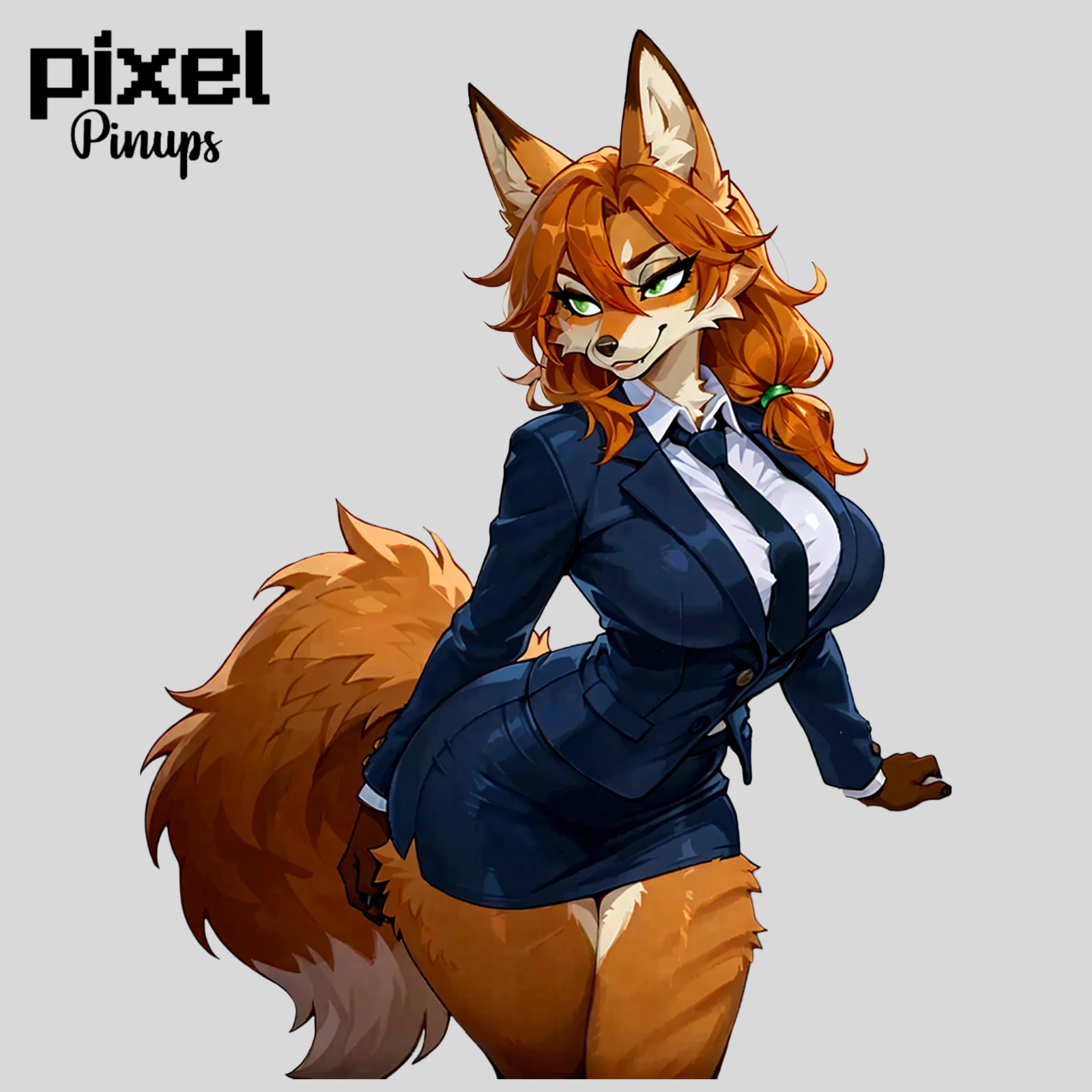 Furry Vixen Fox Girl Sticker 5.1" Saffron Sexy Office Lady Secretary Suit Waifu