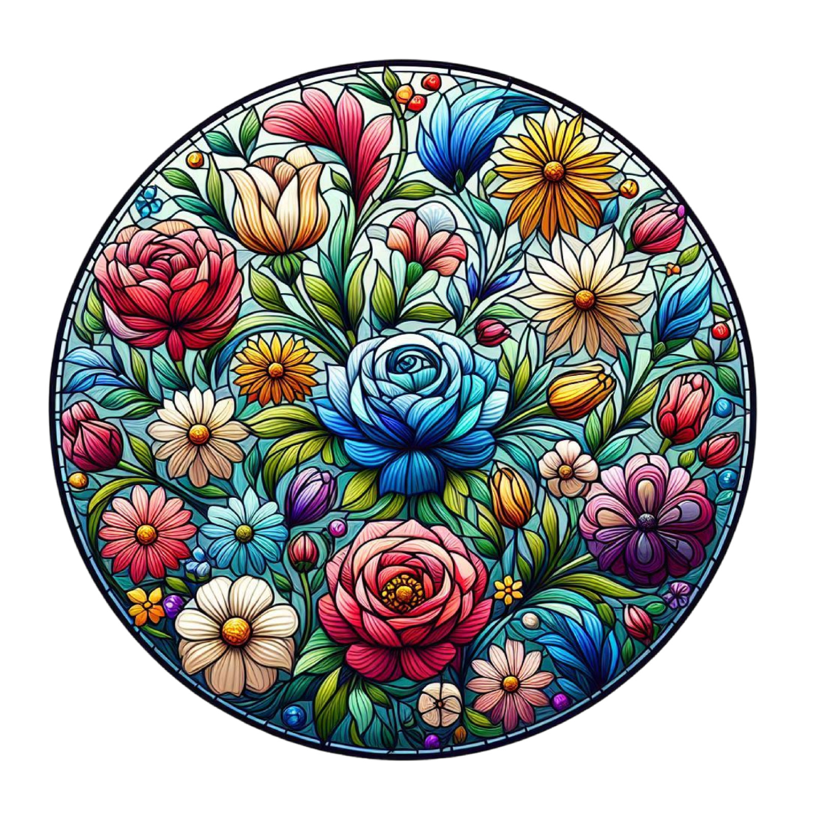 Wall decal sticker flowers stained glass wall sticker 18 x 18 cm large