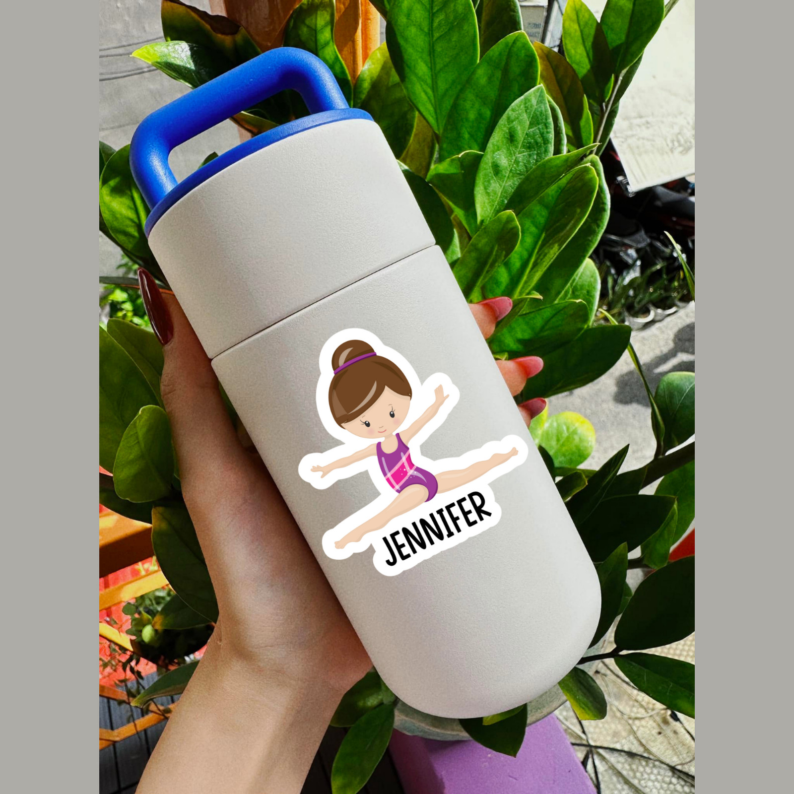 Personalized Gymnastics Girl Sticker – Custom Name & Character Style