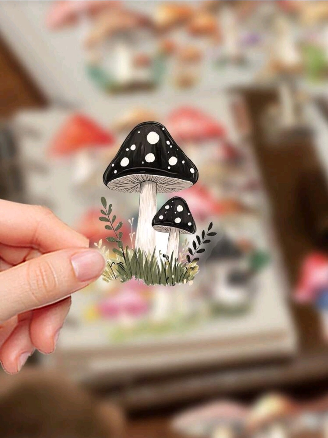 20 Pcs Retro Mushroom Vinyl Stickers,Self-Adhesive,Planner,Wall,Notebook